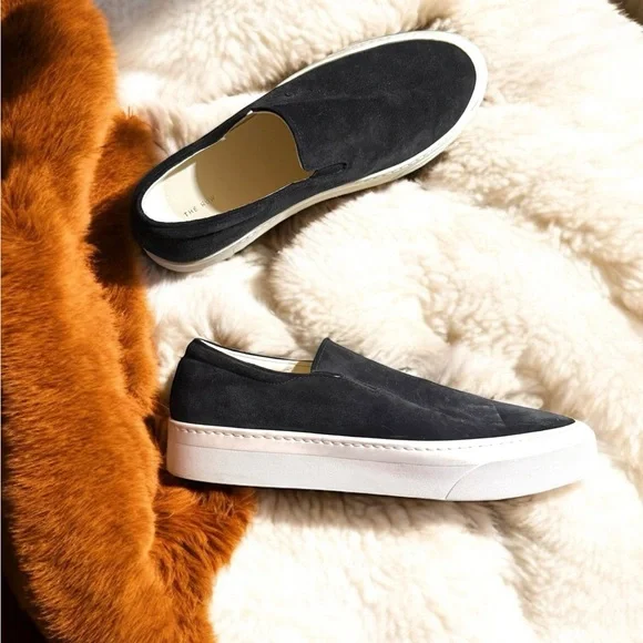 The Row Marie H Black and White Slip-On Sneakers - Picture 3 of 6